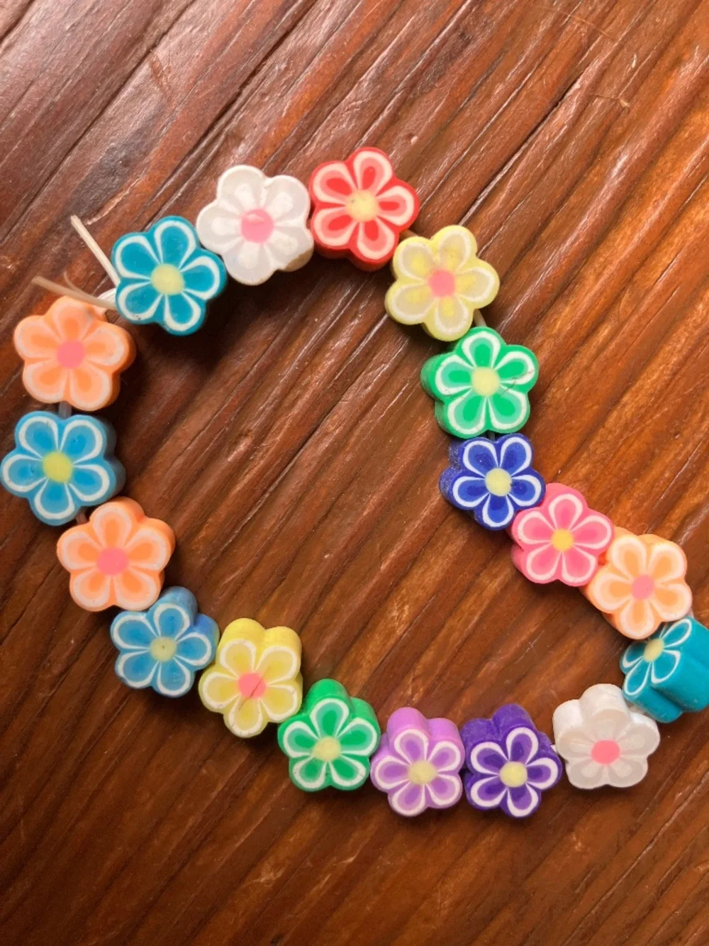 🌈 Set of 4 Handmade Y2K Polymer Clay Bead Bracelets | Kawaii Fruit & Floral